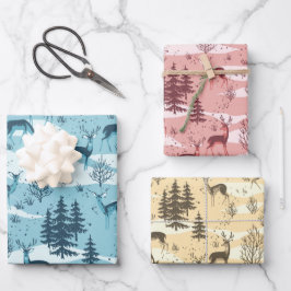 Hoja De Papel De Regalo Elegante retro azul rojo beige de madera