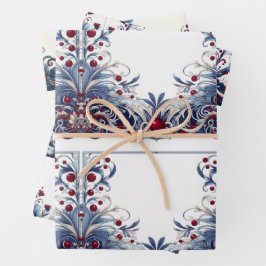 Hoja De Papel De Regalo Elegante rojo y azul