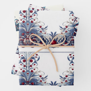 Hoja De Papel De Regalo Elegante rojo y azul