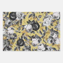 Hoja De Papel De Regalo Elegante Rosa color blanco negro dorado beige flor