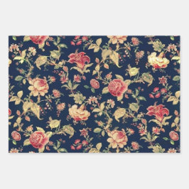 Hoja De Papel De Regalo Elegante Rosa floral vintage