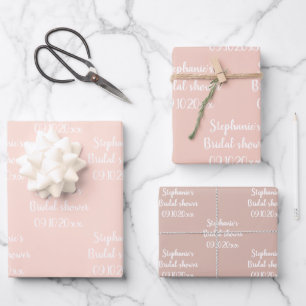 Hoja De Papel De Regalo Elegante Rosa Sabio Novia Ducha Nupcial