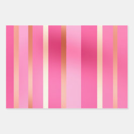 Hoja De Papel De Regalo Elegante Rubor de lujo rosa y rayas doradas