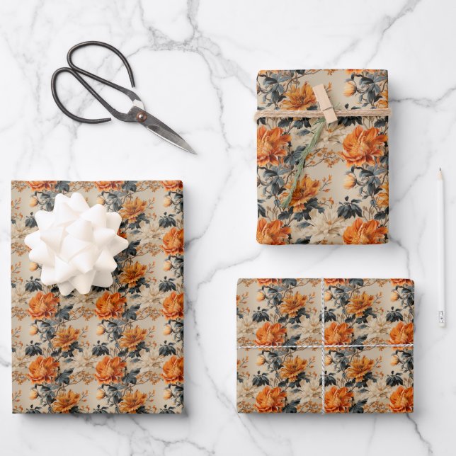 Hoja De Papel De Regalo Elegante sabio naranja quemado de cobre de terraco (Anverso)