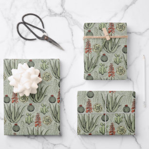 Hoja De Papel De Regalo Elegante Salvia, Patrón Floral de Flor Naranja y B