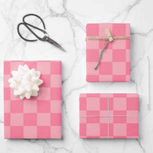 Hoja De Papel De Regalo Elegante tablero de ajedrez rosa
