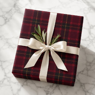 Hoja De Papel De Regalo Elegante Tartán Burgundy