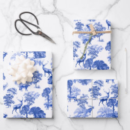 Hoja De Papel De Regalo Elegante tela de campo de venado azul de ciervo Fo
