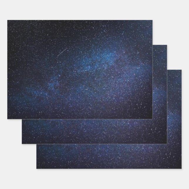 Hoja De Papel De Regalo Elegante textura de galaxia de Milkyway azul (Set)
