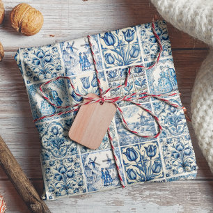 Hoja De Papel De Regalo Elegante toile floral azul campestre