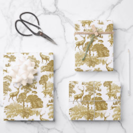 Hoja De Papel De Regalo Elegante venado dorado venado venado Fox Woodland