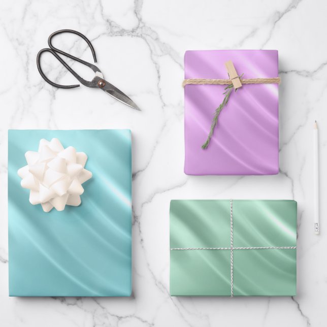 Hoja De Papel De Regalo Elegante Verde azulado Lilac Aqua Blue Swirl Patte (Anverso)
