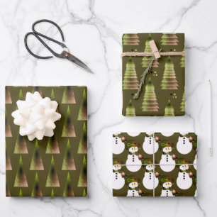 Hoja De Papel De Regalo Elegante Verde De Oliva Y Oro