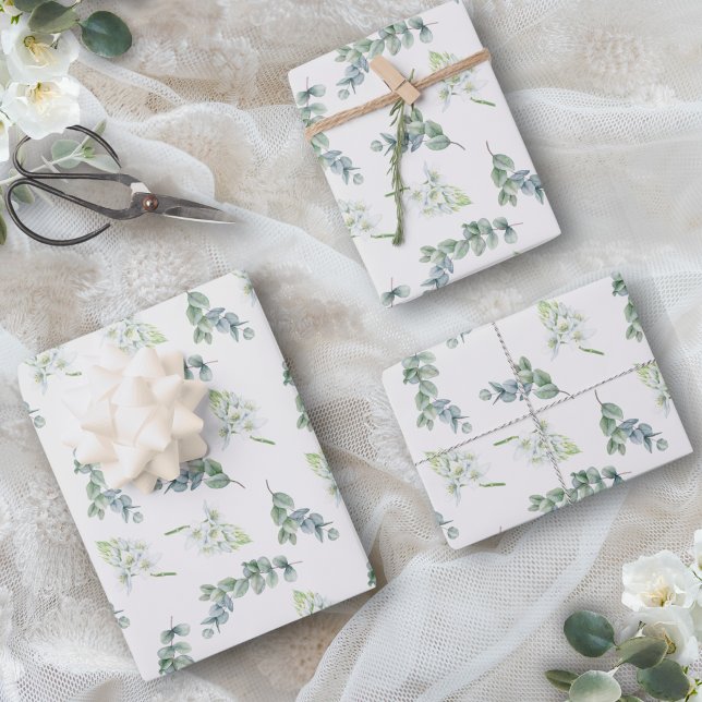 Hoja De Papel De Regalo Elegante Verde de Salvia Botánico Acuarela Follaje (This elegant wrapping paper features soft greenery and is perfect for weddings and bridal showers)