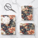 Hoja De Papel De Regalo Elegante Vintage Christmas Poinsettia y Floral Ros<br><div class="desc">Este elegante envolvimiento navideño Floral Boutique ofrece una hermosa mezcla de rosas clásicos y tradicionales, lo que le confiere un aspecto de vacaciones intemporal. Perfecto para envolver regalos de vacaciones o regalos especiales, el rico patrón floral aporta un aire de sofisticación y encanto festivo. Ya sea que le entregues regalos...</div>