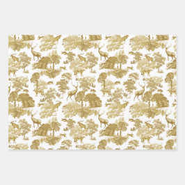Hoja De Papel De Regalo Elegante Vintage Red Toile Deer Fox Woodland