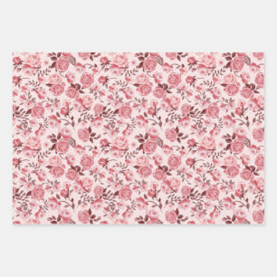 Hoja De Papel De Regalo  Elegante Vintage Roses Roses Roses Rojos Floral 