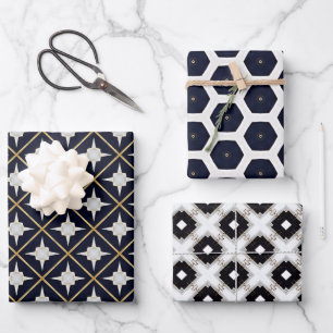 Hoja De Papel De Regalo Elegante y moderno Oro Negro y Lujo Blanco