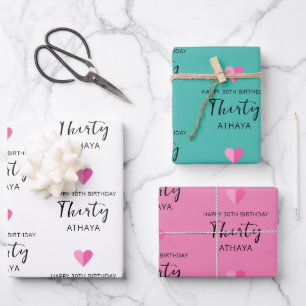 Hoja De Papel De Regalo Elegante y personalizado 30 cumpleaños