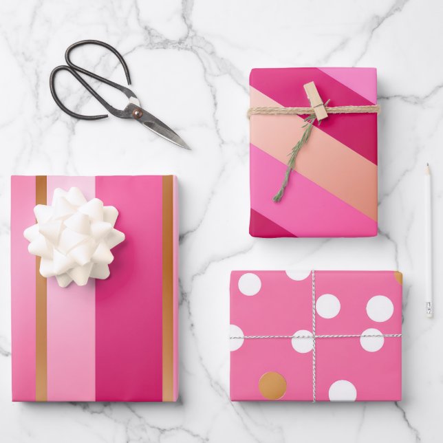 Hoja De Papel De Regalo Elegante y sofisticado rosa claro y dorado (Anverso)