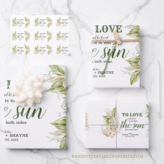 Hoja De Papel De Regalo Elegante y suave verde beige pampas (Wrap your gifts in natural elegance with our Soft Beige Greenery Pampas Grass Wrapping Paper Sheets.)