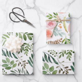 Hoja De Papel De Regalo Elegantes acuarelas florales