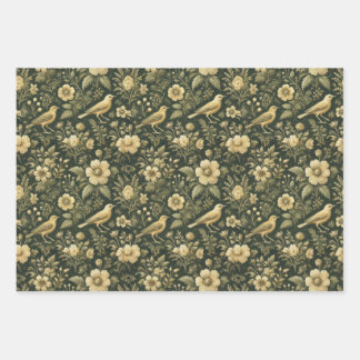 Hoja De Papel De Regalo Elegantes Aves y Floral Vintage Wrap & Decoupage