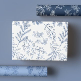 Hoja De Papel De Regalo Elegantes botánicos de invierno rústicos monocromo