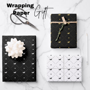 Hoja De Papel De Regalo Elegantes caballos blancos de oro negro