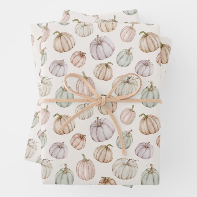 Hoja De Papel De Regalo Elegantes calabazas caen en Baby Shower (In situ)