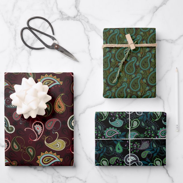 Hoja De Papel De Regalo Elegantes combinaciones Paisley | Cualquier ocasió (Anverso)