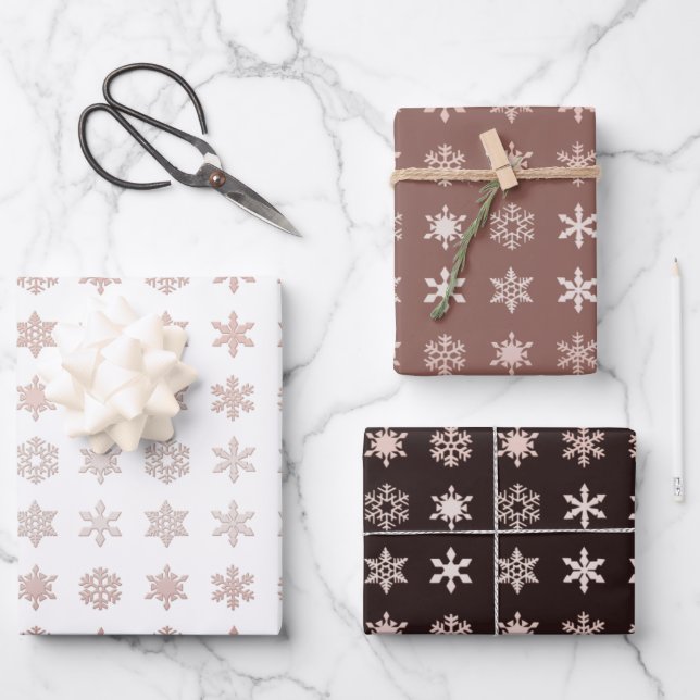Hoja De Papel De Regalo Elegantes copas de nieve con estampado (Anverso)