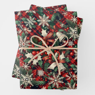 Hoja De Papel De Regalo Elegantes copos de nieve de época en salsa