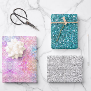Hoja De Papel De Regalo Elegantes diamantes de imitación de imitación irid