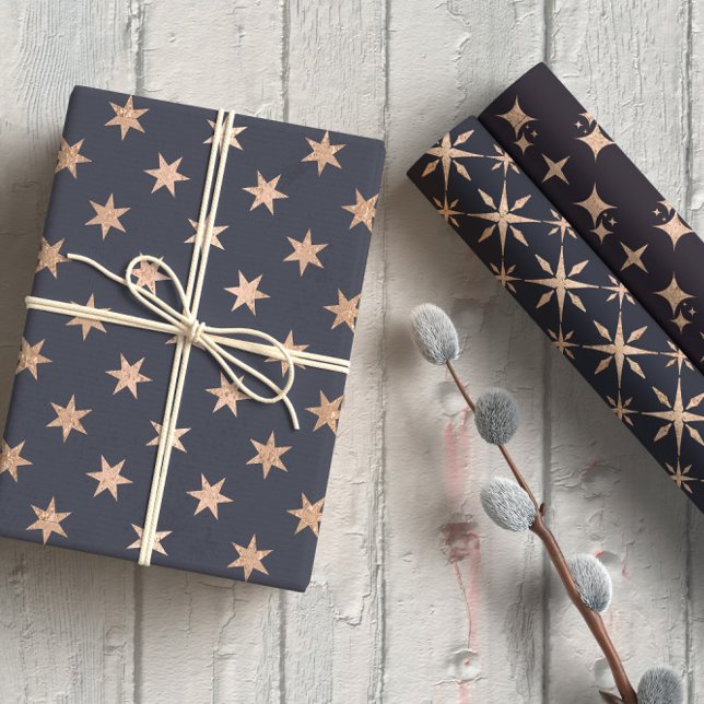 Hoja De Papel De Regalo Elegantes estrellas de oro morado (Subido por el creador)