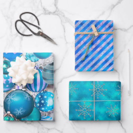 Hoja De Papel De Regalo Elegantes fiestas de honor de navidad azul acuátic