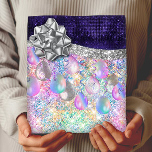 Hoja De Papel De Regalo Elegantes globos purpurinas de imitación rosa