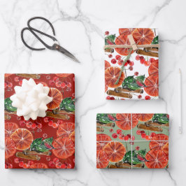 Hoja De Papel De Regalo Elegantes Naranjas Cortan Palos De Canela