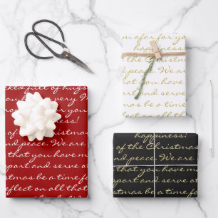 Hoja De Papel De Regalo Elegantes Navidades de escritura a mano de oro con