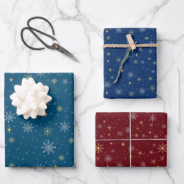 Hoja De Papel De Regalo Elegantes Navidades de oro blanco copos de nieve