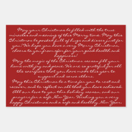 Hoja De Papel De Regalo Elegantes Navidades de Oro Rojo Vintage Wish Scrip