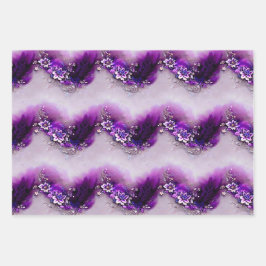 Hoja De Papel De Regalo Elegantes Navidades de plumas de color morado plat