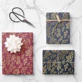Hoja De Papel De Regalo Elegantes Navidades del patrón de la hoja de oro d