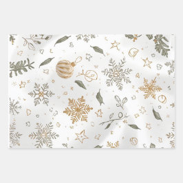 Hoja De Papel De Regalo Elegantes Navidades dorados y blancos de 19"x29"