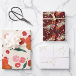 Hoja De Papel De Regalo Elegantes Navidades Florals Holiday