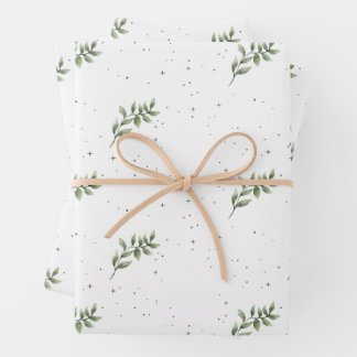 Hoja De Papel De Regalo Elegantes Navidades Leaf Watercolor Verde