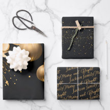 Elegantes Navidades Personalizados negros y dorado