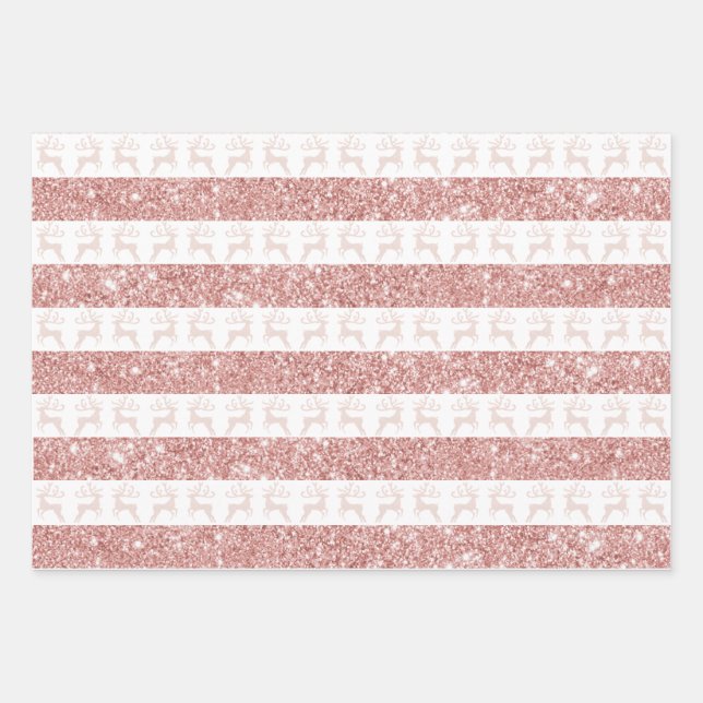 Hoja De Papel De Regalo Elegantes Navidades Purpurinas de oro blancos y Ro (Anverso)