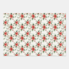 Hoja De Papel De Regalo Elegantes Navidades rojos y verdes festivos a raya