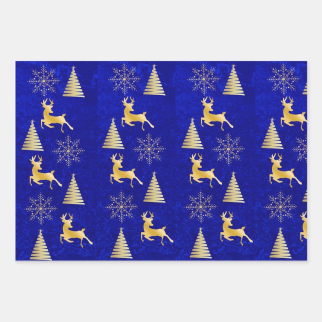 Hoja De Papel De Regalo Elegantes Navidades Royal Blue (Anverso)